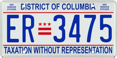 DC license plate ER3475