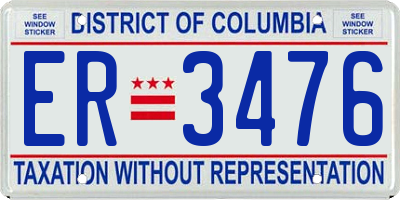 DC license plate ER3476