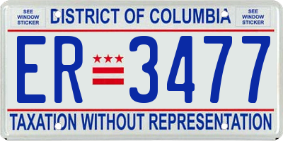 DC license plate ER3477
