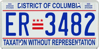 DC license plate ER3482