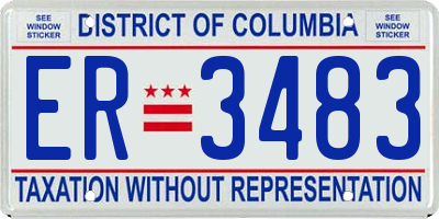DC license plate ER3483