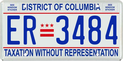 DC license plate ER3484