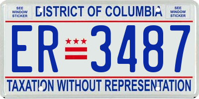 DC license plate ER3487
