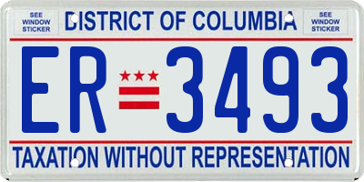 DC license plate ER3493
