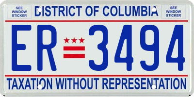 DC license plate ER3494