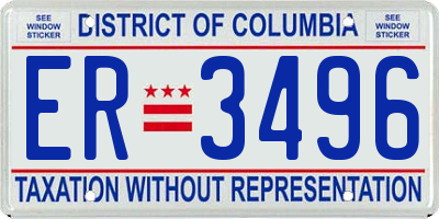 DC license plate ER3496