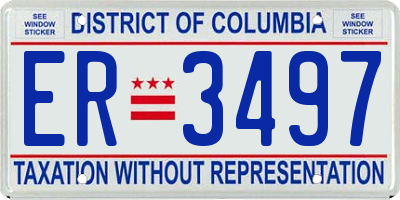 DC license plate ER3497