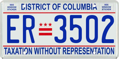 DC license plate ER3502