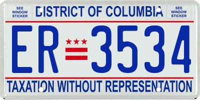 DC license plate ER3534