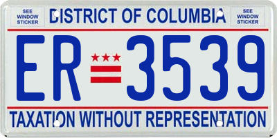 DC license plate ER3539