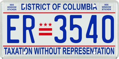 DC license plate ER3540