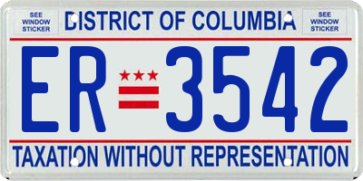 DC license plate ER3542