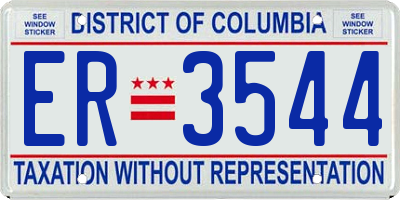 DC license plate ER3544