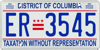 DC license plate ER3545