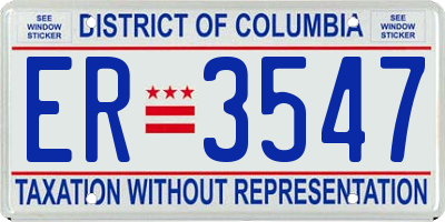 DC license plate ER3547
