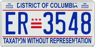 DC license plate ER3548