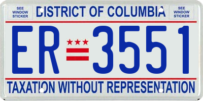 DC license plate ER3551