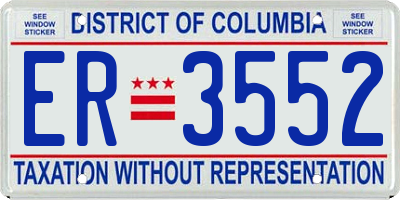 DC license plate ER3552