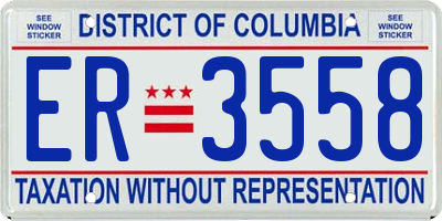 DC license plate ER3558