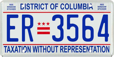DC license plate ER3564