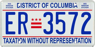 DC license plate ER3572