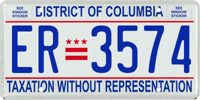DC license plate ER3574