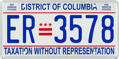 DC license plate ER3578