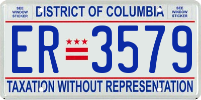 DC license plate ER3579