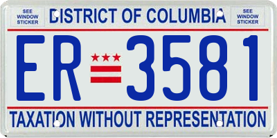 DC license plate ER3581