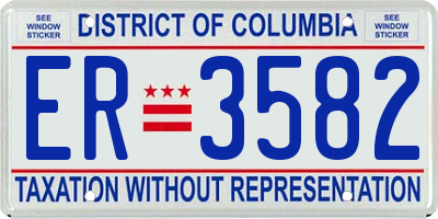 DC license plate ER3582