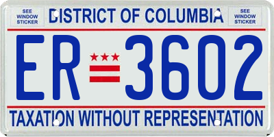 DC license plate ER3602