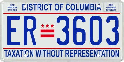 DC license plate ER3603
