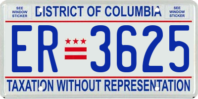 DC license plate ER3625