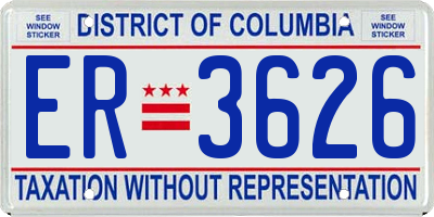 DC license plate ER3626