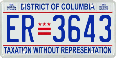 DC license plate ER3643