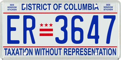 DC license plate ER3647