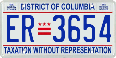 DC license plate ER3654