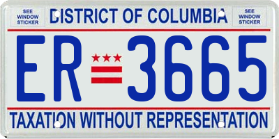 DC license plate ER3665