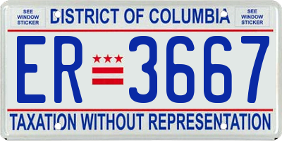DC license plate ER3667