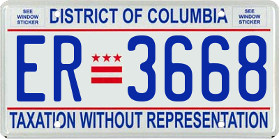 DC license plate ER3668