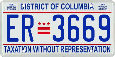 DC license plate ER3669