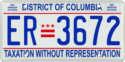 DC license plate ER3672