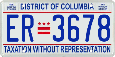 DC license plate ER3678