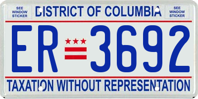 DC license plate ER3692