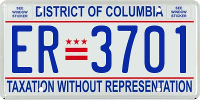 DC license plate ER3701