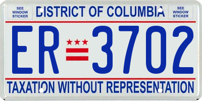 DC license plate ER3702