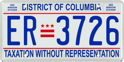 DC license plate ER3726