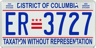 DC license plate ER3727