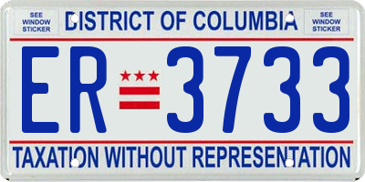 DC license plate ER3733