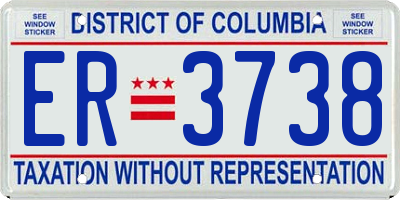 DC license plate ER3738